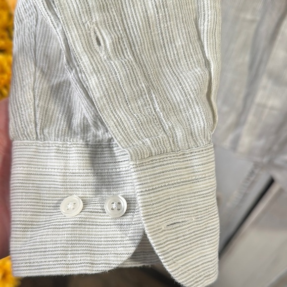 Men's Joseph Abboud Classic Micro Striped Cotton Linen Blend Long Sleeve Shirt - Picture 6 of 12
